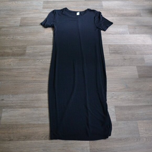 Old Navy Set of 2 Black Ribbed Dress and Black White Striped Ribbed Dress Sz Sm - Picture 7 of 9